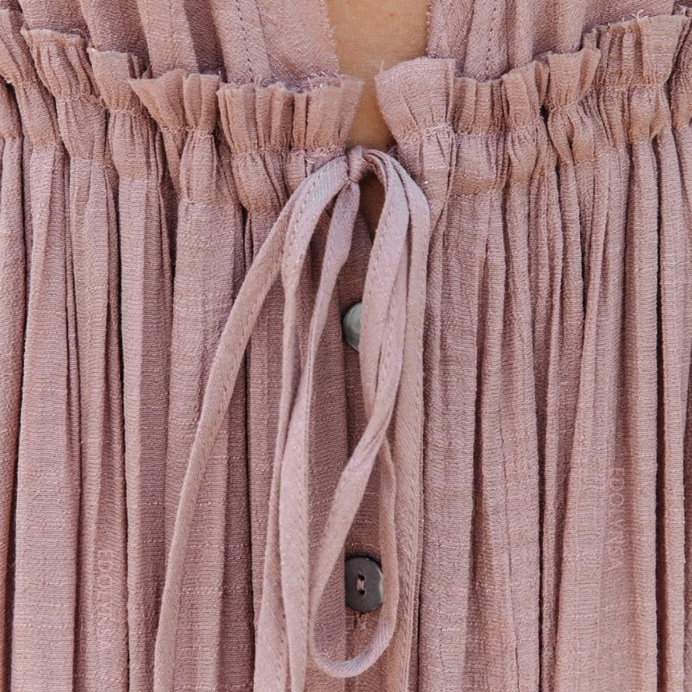 Light Dusty Pink Gauze Boho Button Maxi Coverup Dress - Picture 6 of 10